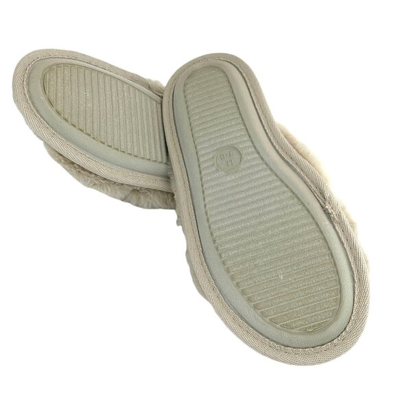 Rachel Roy Women's Fuzzy Furry CrissCross Slip On Flats Slippers Cream - Picture 7 of 10